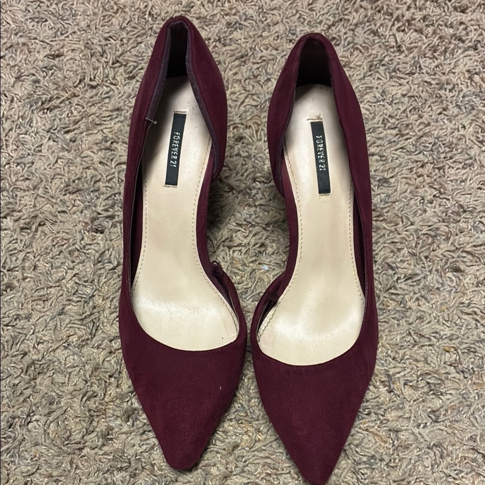 Forever 21 Red Heels Elegant Suede Design